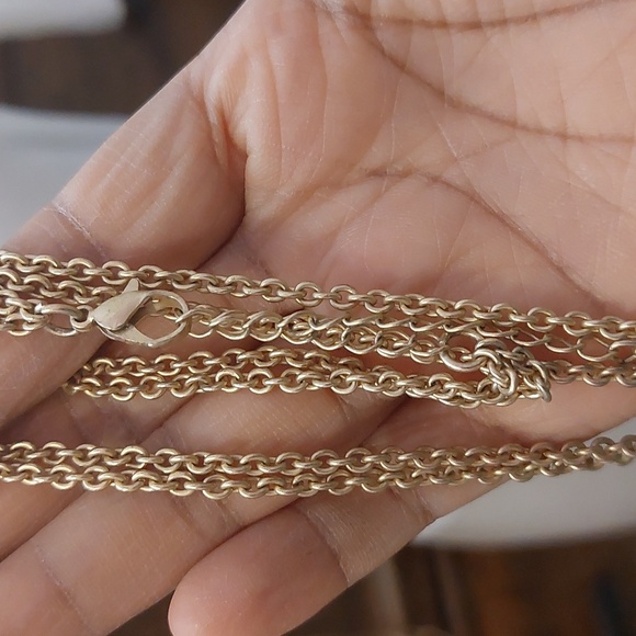 Gold Tone Laser Cut Oval Links Double Strand Layered Necklace - Picture 5 of 6